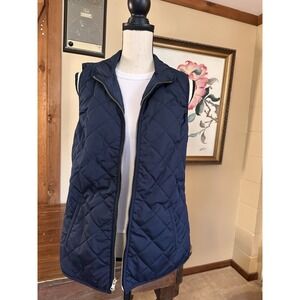 Old Navy Vest Navy Blue Quilted Zip Up With Pockets Size Med Tall